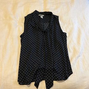 H&M Navy Tie Neck Blouse